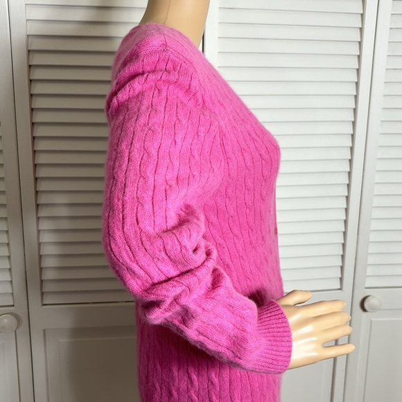 Sutton Studio Long Cable Knit Cashmere Pink Cardigan XL - Picture 5 of 12